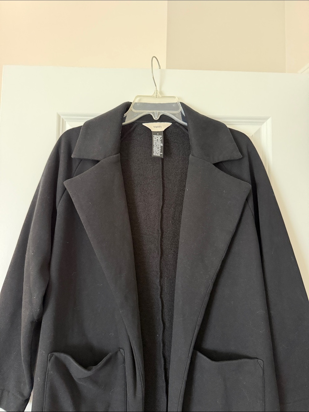 Vuori Black Long Open-Front Trench Coat - Picture 3 of 4